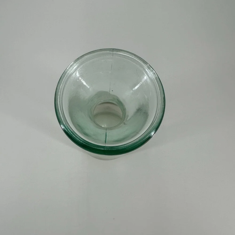 Vintage Italy Pale Green Glass Carafe with Embossed Medallion Mid-Century 8.5